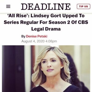 Lindsey Gort Instagram - life can be pretty spectacular. overwhelmingly grateful to be an official member of @allrisecbs. i have loved this part from the moment the audition came to my inbox, and have had a death grip on it ever since. the cast, the crew, the creators, the producers, the writers- everyone went out of their way to make me feel like part of the family from day 1, now it’s just official. can’t wait to get back in the courtroom. also Breonna Taylor’s murderers are still free. #allrise #allrisecbs