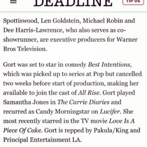 Lindsey Gort Instagram - life can be pretty spectacular. overwhelmingly grateful to be an official member of @allrisecbs. i have loved this part from the moment the audition came to my inbox, and have had a death grip on it ever since. the cast, the crew, the creators, the producers, the writers- everyone went out of their way to make me feel like part of the family from day 1, now it’s just official. can’t wait to get back in the courtroom. also Breonna Taylor’s murderers are still free. #allrise #allrisecbs