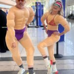 Lindsey Gort Instagram - when it’s halloween but you are picking up your parents from the airport: time to embarrass them! have to say, i was shocked at how NO ONE ELSE dressed up at the airport. just beau and i. sooooo we put on a show for all. happy halloween! pump some iron!