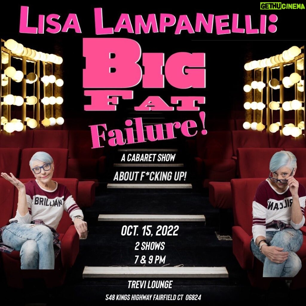 Lisa Lampanelli Instagram - Tickets are LIVE to see me perform with my friend/comedy legend @LisaLampanelli at her brand-new cabaret show, "Lisa Lampanelli: Big Fat Failure!" at the @TreviLounge in Fairfield, CT, on Sat., Oct. 15. Two shows only with a small number of VIP tickets available. Go to: https://bit.ly/3PJ3DHF for tickets (or link in my bio)