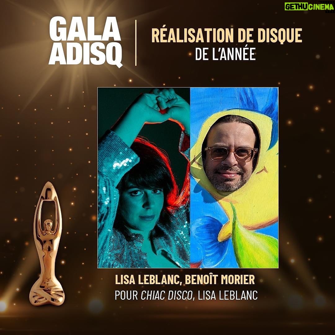 Lisa LeBlanc Instagram - Merci, merci, merci! Quel honneur. Je ne mentirai pas que celui de réalisatrice de l’année (en co-réal. avec mon cher Benoit Morier) a été pour moi le plus touchant et celui dont je suis le plus fière. Merci Benoit, Mico Roy, Léandre Bourgeois, Maxime Gosselin, Antoine Gratton, Sebastien Michaud, Maxence Cormier, Pierre-Guy Blanchard, Chris Stringer, Yves Desrosiers, Luc de La Rochellière, Emmanuelle Landry et tout les autres qui ont fait parties de tout ce processus. Aussi je suis tellement fière de voir les femmes prendre leur place dans l’industrie de plus en plus et j’ai hâte de voir d’autres réalisatrices ramasser ce trophée dans les années à suivre. Merci aussi à ma famille et mes amies chers pour leur support pi leur amour inconditionnel et Lina Kachani, gérante extraordinaire et #1 cheerleader. Pi à vous cher public de me suivre dans ces aventures un brin fofolles. Je vous aime pi je vous apprécie comme vous pouvez même pas l’imaginer. xo