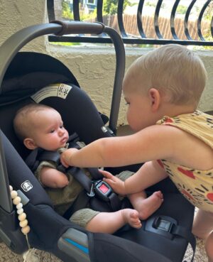 Liz Trinnear Instagram - Nico’s first plane ride & trip to California ☀️💕🥹
.
1. Pre plane ride pep talk
2. Snackin’ on the plane with dad
3. Uncle David came to pick us up!
4. Cuddles with Uncle Davie
5. One for caffeine, one for “we did it!” 
6. Uncle Sean!
7 & 8. Daddy time 💕
9. Hanging with bestie Auggie