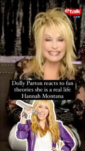 Liz Trinnear Instagram - Does Dolly Parton live a double life? She says ‘maybe!’ 👀 Online theories have swirled that Dolly Parton wears a blonde wig to keep her private life out of the headlines, just like Hannah Montana. What do you think? #DollyParton #HannahMontana #interview #secret #wig #blonde #MileyCyrus #WreckingBall #DisneyChannel