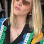 Liz Trinnear Instagram - It’s giving “she left the house” 💃🏼🪩 . . Outfit inspired by @thejennybird who wore this @mango set first and I needed to own. All accessories are @_jennybird and bag: @__ai.co shoes: @teva #newmom #shorthair #ootd