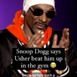 Liz Trinnear Instagram - Snoop Dogg is excited for Usher’s Super Bowl Halftime Show so he can take a break from beating him up! 🥊 #Usher #HalftimeShow #SnoopDogg #interview #TheUnderdoggs #UsherRaymond #gym #workout #boxing