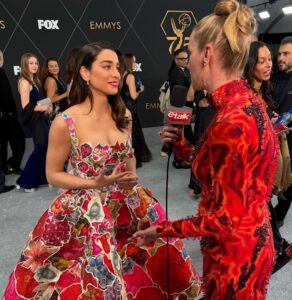 Liz Trinnear Instagram - Emmys 2024 🔥 Flavortown chic (coined by @nathanielmotte) inspired by @guyfieri . . Styling @simonefaloona Hair: @matthewstylist