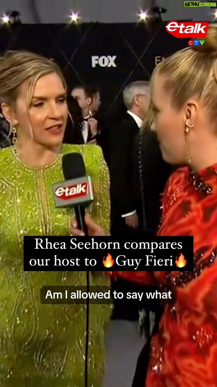 Liz Trinnear Instagram - ‘Better Call Saul’ star Rhea Seehorn and hairstylist Matthew Collins think Liz looks like Guy Fieri in her #Emmys dress. 😂 📺Watch the full conversation & more Emmys red carpet interviews on our YT (and at the link in bio). Stream the 2024 Emmy Awards tonight on CTV2, CTV.ca and the CTV App. 📺 #RheaSeehorn #BetterCallSaul #GuyFieri #2024Emmys #Fashion #RedCarpet #RedCarpetFashion