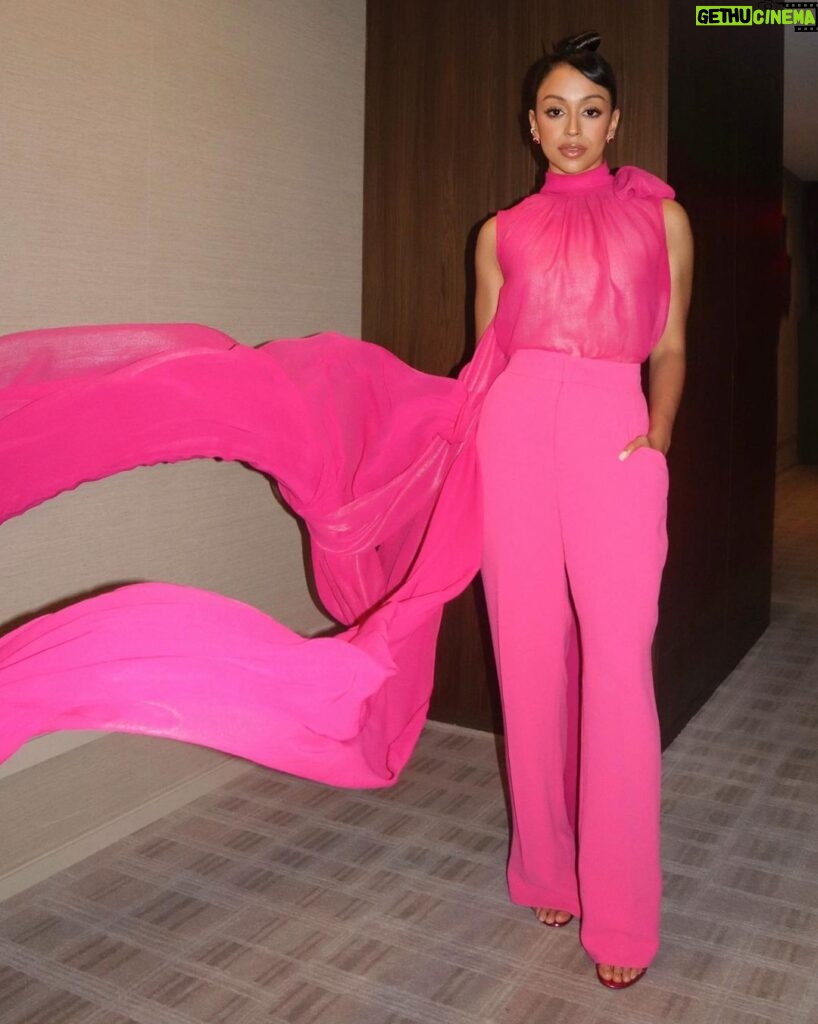 Liza Koshy Instagram - Barbie pink for opening day of @transformersmovie • swipe for spoilers Brooklyn, New York