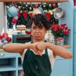 Liza Koshy Instagram - handshaking is back, baby • and so is bake-off. catch this holiday ham on the Great American Baking Show on @therokuchannel 🎅🏾