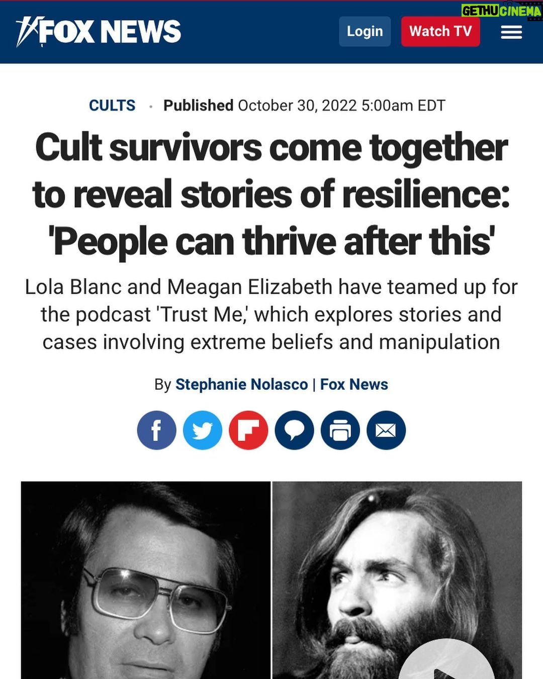 Lola Blanc Instagram - We’re on a Harper’s Bazaar list alongside Meghan Markle and My Favorite Murder, so you should probably listen to my cult podcast @trustmepodcast that I host with @meaganelizabeth1111. Plus our recent Fox News mention! Thanks so much for listening, y’all.