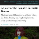 Lola Blanc Instagram - Some excerpts from my new piece for @talkhouse, on how cinematic genius is equated with maleness in the cultural zeitgeist, why we need to rethink who we instinctively consider great, and why women need the funding to showcase their brilliance. Photo by @lizbretz, and link where links live