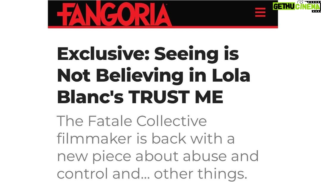 Lola Blanc Instagram - This summer, I decided to make my life difficult by shooting my new short film - which is also a narrative music video for my new song, Trust Me - in Norway. I had a story to tell about perception, manipulation, and trusting your own instincts, and there was a specific, unrealistic image in my head of what that story looked like and what SFX it would require. And somehow we did it! I could never in a million years have pulled off shooting this in the middle of nowhere in a foreign country without the incredible @siljebaer, and @ferdifilm. (Based in Oslo! Hire them!!) It was an amazing team, a challenging and rewarding and beautiful week, and now @fangoria is premiering the project (thank you always @philnobilejr). Iβm proud of our weird little thriller art film. Please go watch! You know where to find dat link. CREDITS Writer & director: βπ» Producer: @siljebaer / @ferdifilm 1st AD: @luddekjetil Cast: Morgan Davidsen, moi DP: @karolinesodal Gaffer: @tobiasjohnsgaard 1st AC: @storakeren Production sound: @davidengelstad Production design: @camiholmsen SFX designer: @sir_beefsquatch SFX artist/MUA: @bringebaerdromsfx MU asst/ hair: @makeupbym.a.y Costume design: @cherokeepresley Editing: βπ» Composer: @jeremydawson.io Sound design & mixing: @joestockton Colorist: @carretero.color ππ»