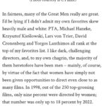 Lola Blanc Instagram - Some excerpts from my new piece for @talkhouse, on how cinematic genius is equated with maleness in the cultural zeitgeist, why we need to rethink who we instinctively consider great, and why women need the funding to showcase their brilliance. Photo by @lizbretz, and link where links live