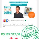 Luciano Huck Instagram - Muito obrigado por toparem essa corrente do bem comigo! Vocês doaram R$197.317 em 10 horas 🙌 E, como prometido, eu vou dobrar esse valor: a Veronica e as crianças vão receber R$394.634. Que essa experiência inspire boas ações e nos lembre a todos que juntos a gente chega muito longe! ❤️