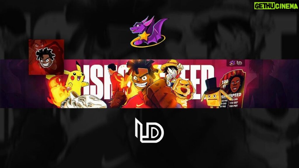 LuckyDesigns Instagram - YouTube Branding for @ishowspeed ⚡️• Collab with @cerinaarts ❤️ The process took 3 days to make it the illustration part of the characters and speed and got to give a luv to Cerina for doing this she took her time to do this collab. ❤️