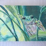 Lucy Fry Instagram – Love this documentary @kisstheground for the hope it brings- Please watch it for inspiration!
And if you are feeling inspired to achieve Drawdown, the decline of greenhouse gases in our atmosphere, please click the link in my bio and become a voice for the rainforest! I will be sending printed cards of this green tree frog I painted for donations over $50 🐸