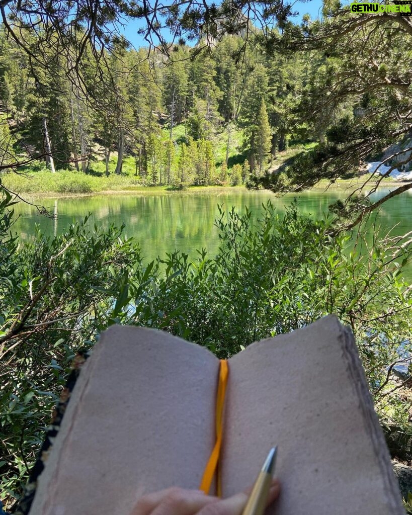 Lucy Fry Instagram - Writing in the mountains last week in the most beautiful journal hand made by @heklahrund 💚🌱🌿 Thank you my friend!