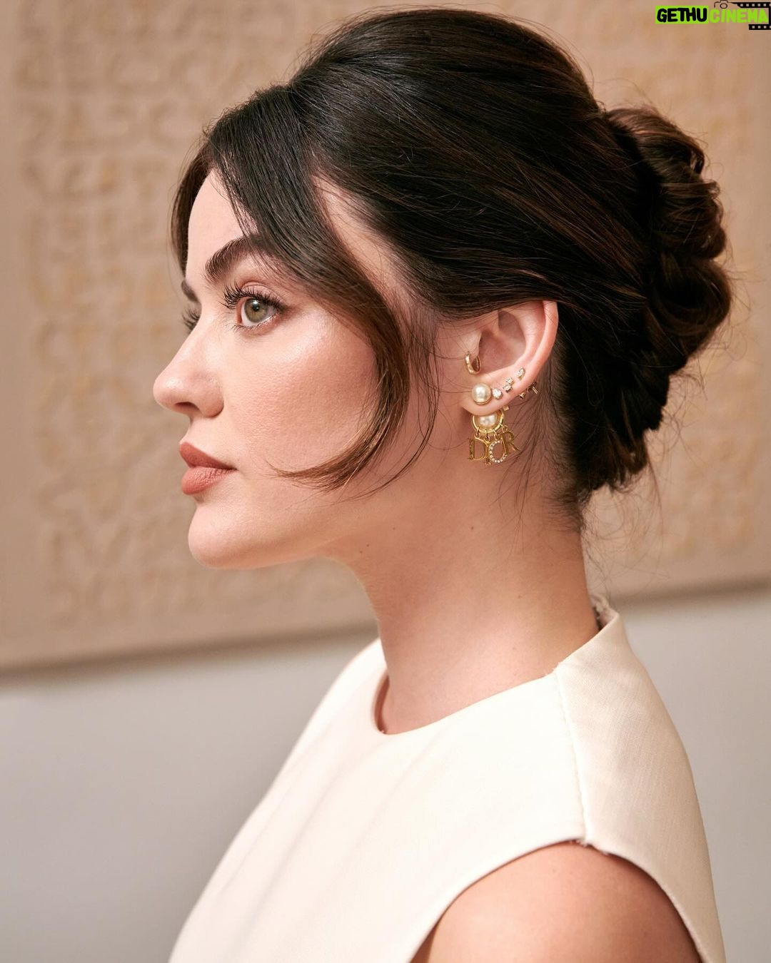 Lucy Hale Instagram - Got ready with @dior & @crfashionbook to celebrate the launch of @diorbeauty new-and-improved Rouge Dior lipstick, the latest release from @peterphilipsmakeup 😍 Beautiful night with some amazing people! #rougedior And no, I didn’t spill anything on my white dress.