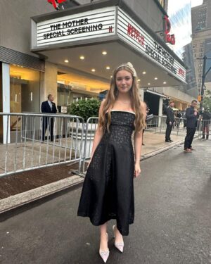 Lucy Paez Instagram - My character Zoe never got to wear a dress like this in #TheMother but would’ve stunned the baddies if she had this fab @philosophyofficial dress & killer heels from @blacksuedestudio The film drops May 12th on @netflix get your popcorn ready @jlo @nikicaro
#styled by @marc_eram 
#hair by @rebekahforecast 
#makeup by @gitabass
