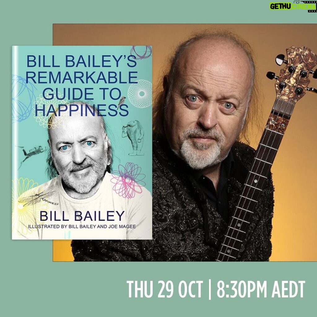 Luke Arnold Instagram - Tonight I’ll be talking with @the_bill_bailey about his Remarkable Guide to Happiness!!! Link in bio. Come join us for a chat about lockdown, luck, laughing animals, art, wisdom and wild adventures. I’ll even take some questions from the audience. Bill is a proper legend and I’m very excited that I get to pick his brain. Come hang out and have a pick too 🦜 @dymocksbooks