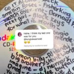 Luke Arnold Instagram - Gotta love someone who writes the names of the tracks on the CD so even when it’s all scratched up and you don’t own a CD player anyway, you can still find them all on Spotify. Thanks for the tunes @kestiemorassi 🥰