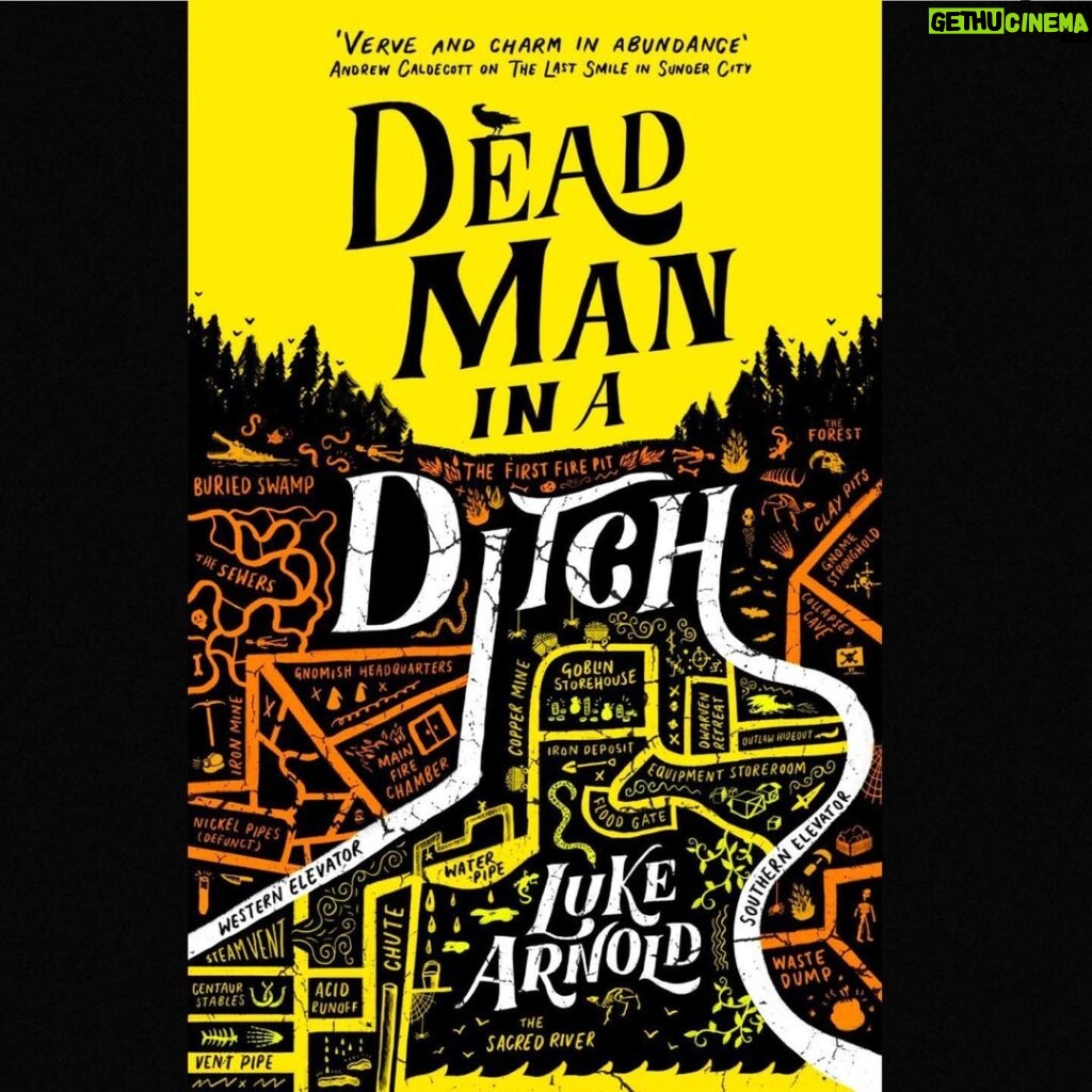 Luke Arnold Instagram - DEAD MAN IN A DITCH! Book 2 in the Fetch Phillips Archives will be out in October and here is the fiery new cover. Another incredible image from @orbitbooks_uk and @emilycourdelle_design