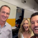 Luke Bryan Instagram - And group of the year goes to… @lukebryan, @peytonmanning, and @lara.spencer. Just kidding. Tune in tomorrow night to see who wins at the #CMAawards! Bridgestone Arena