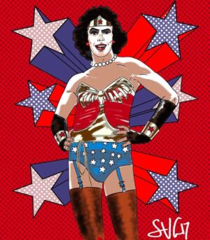 Lynda Carter Instagram - Well, how about that? 
Love this #RockyHorror piece by @vongormanart
