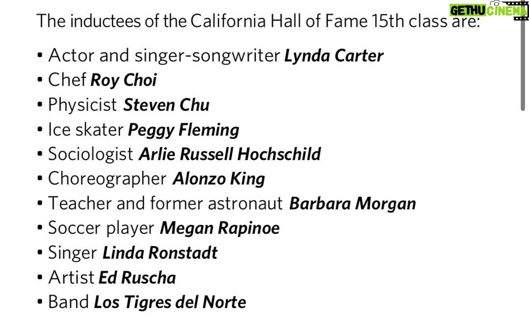 Lynda Carter Instagram - I am so honored to be inducted into the California Hall of Fame. Thank you, Governor @gavinnewsom!