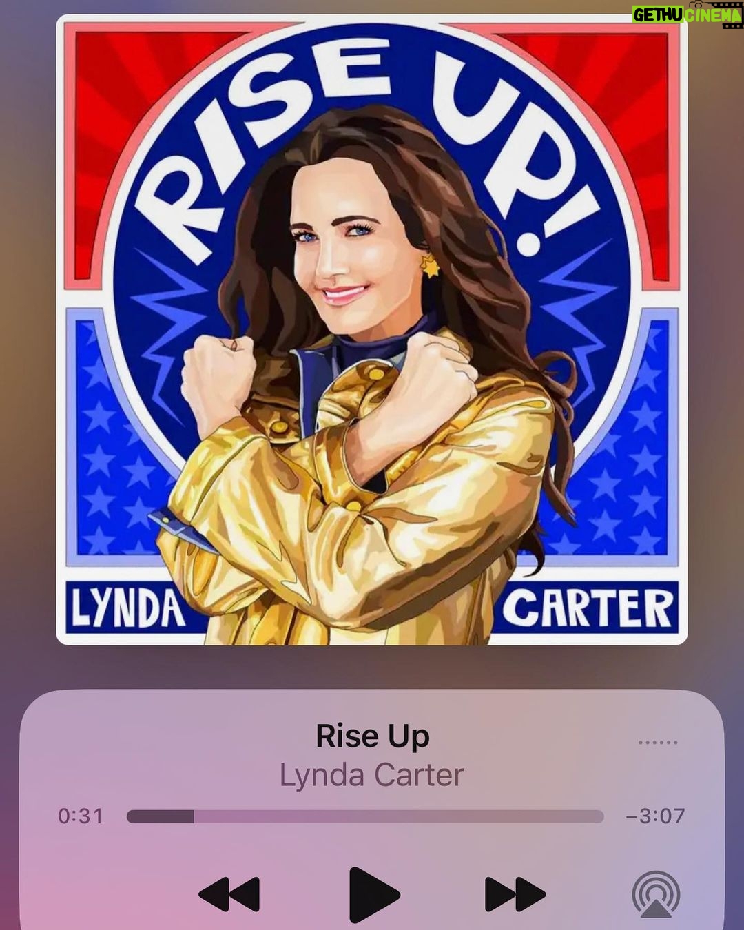 Lynda Carter Instagram - RISE UP is available NOW on @applemusic, @spotify, and all major streaming platforms! What do you rise up for? Democracy? Climate justice? Creating a better world for your kids? Whatever it is, I want to celebrate it. Submit a video of yourself doing your best Wonder Woman-style spin and tell me what you rise up for at riseup@lyndacarter.com. You just might be featured on my social media! ❤️ Cover art by @sannalegan #newmusicfriday #lyndacarter