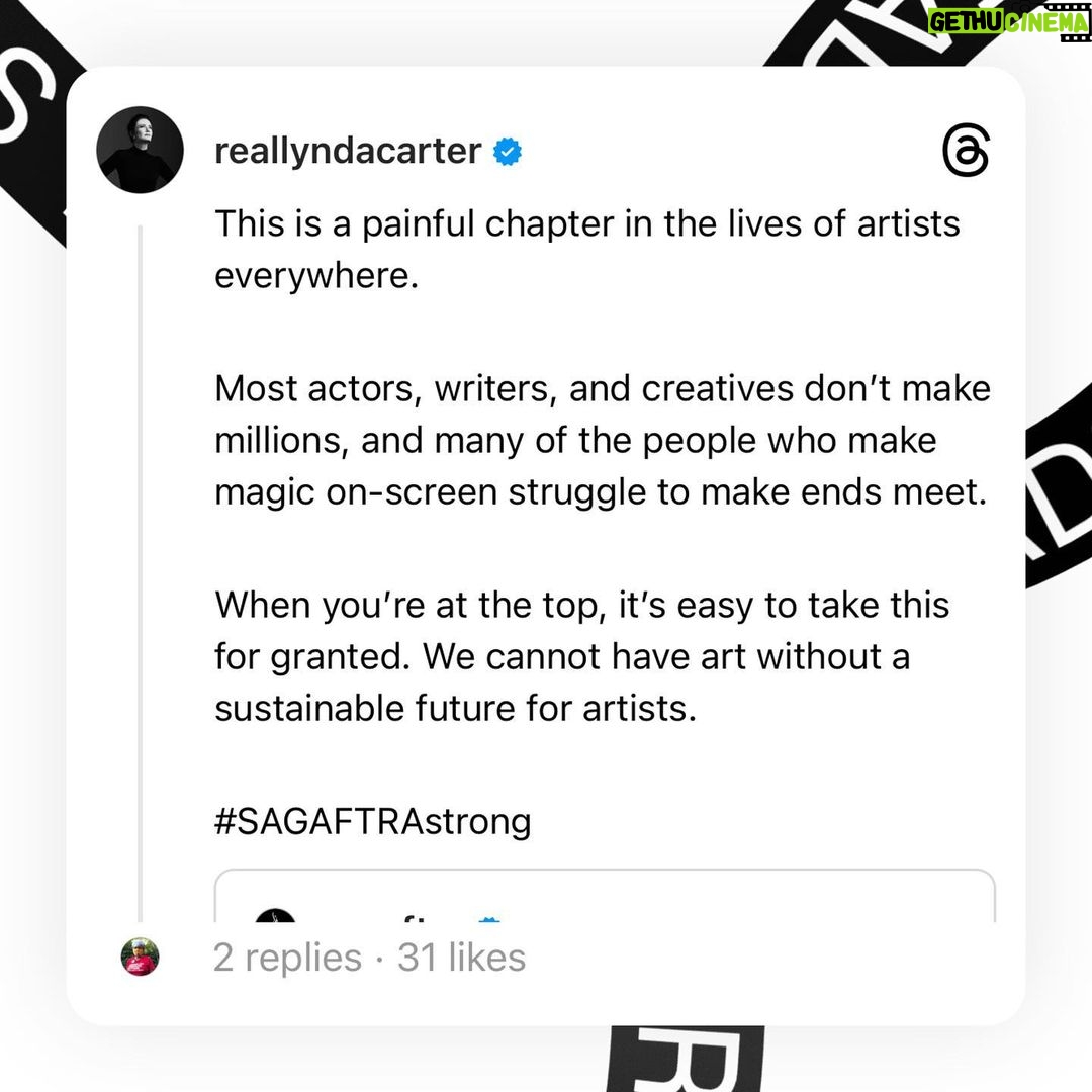Lynda Carter Instagram - I stand in solidarity with my fellow members of @sagaftra and the @wgastrikeunite. #sagaftrastrong