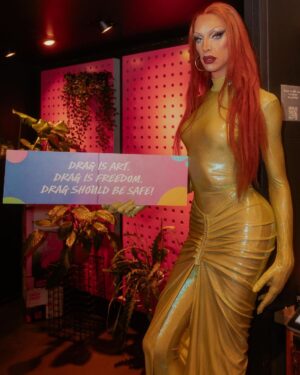 Ma'Ma Queen Instagram - Thankful for this amazing day @lush where we raised awareness that the art of drag is under attack and therefor our entire queer community. When @the.diverseagency @dragsofanarchy and @thequeeragency_ started a petition that people could sign to stand in solidarity with drag artist, @lush_nl reached out to us and together we created this beautiful day where every Lush store in the country was for one day the stage of a fabulous Drag and we asked the lush customer to sign this petition! Thank you so much for the support, on this day, in the past and in the future🩷 
Sign the petition : link in bio ! 

Pictures by @andyonderstal 
Hair by me
Outfit by me 
#dragisart #dragisfreedom #dragshouldbesafe #dragisnotacrime #swipe