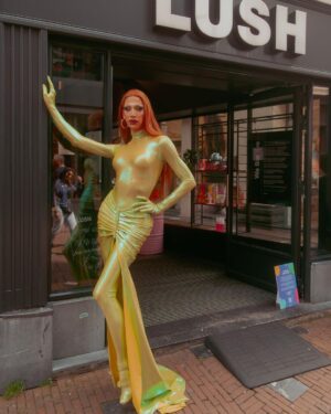 Ma'Ma Queen Instagram - Thankful for this amazing day @lush where we raised awareness that the art of drag is under attack and therefor our entire queer community. When @the.diverseagency @dragsofanarchy and @thequeeragency_ started a petition that people could sign to stand in solidarity with drag artist, @lush_nl reached out to us and together we created this beautiful day where every Lush store in the country was for one day the stage of a fabulous Drag and we asked the lush customer to sign this petition! Thank you so much for the support, on this day, in the past and in the future🩷 
Sign the petition : link in bio ! 

Pictures by @andyonderstal 
Hair by me
Outfit by me 
#dragisart #dragisfreedom #dragshouldbesafe #dragisnotacrime #swipe