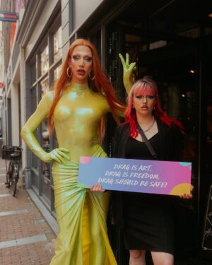 Ma'Ma Queen Instagram - Thankful for this amazing day @lush where we raised awareness that the art of drag is under attack and therefor our entire queer community. When @the.diverseagency @dragsofanarchy and @thequeeragency_ started a petition that people could sign to stand in solidarity with drag artist, @lush_nl reached out to us and together we created this beautiful day where every Lush store in the country was for one day the stage of a fabulous Drag and we asked the lush customer to sign this petition! Thank you so much for the support, on this day, in the past and in the future🩷 
Sign the petition : link in bio ! 

Pictures by @andyonderstal 
Hair by me
Outfit by me 
#dragisart #dragisfreedom #dragshouldbesafe #dragisnotacrime #swipe
