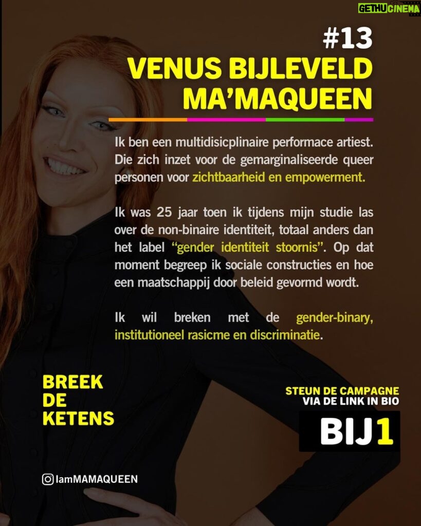 Ma'Ma Queen Instagram - Maak kennis met onze officiële kandidaten: #13 Venus Bijleveld (Ma’MaQueen). #BreekDeKetens #BekenKleur #StemBIJ1 Rotterdam, Netherlands