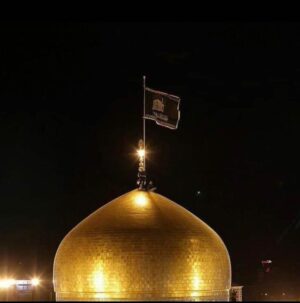 Maajid Nawaz Instagram - A black flag is raised over Imam Reza shrine in Iran for first time.
Symbolism in Islamic historic tradition:
"When the black flags come from Khorasan (Persia/Central Asia) go to them, even if you have to crawl on snow, among them is the Caliph of Allah, the Mahdi"
‏عن عبد الله قال: قال رسول الله صلى الله عليه وسلم: إذا أقبلت الرايات السود من خراسان فائتوها فإن فيها خليفة الله المهدي 
‏Abd Allah b. Mas’ud

The black flag is not usually raised above Imam Reza shrine outside of Muharram in mourning of the Prophet’s grandsons as a sacred ritual 

It was raised - exceptionally - after Soleimani, and now for the first time.