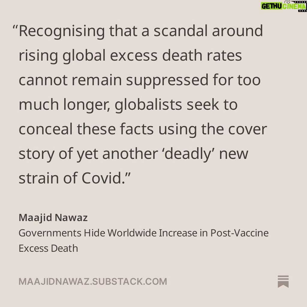 Maajid Nawaz Instagram - NEW Radical Dispatch: Governments Hide Worldwide Increase in Post-Vaccine Excess Death Plus WARRIOR CREED Podcast https://maajidnawaz.substack.com/p/governments-hide-worldwide-increase