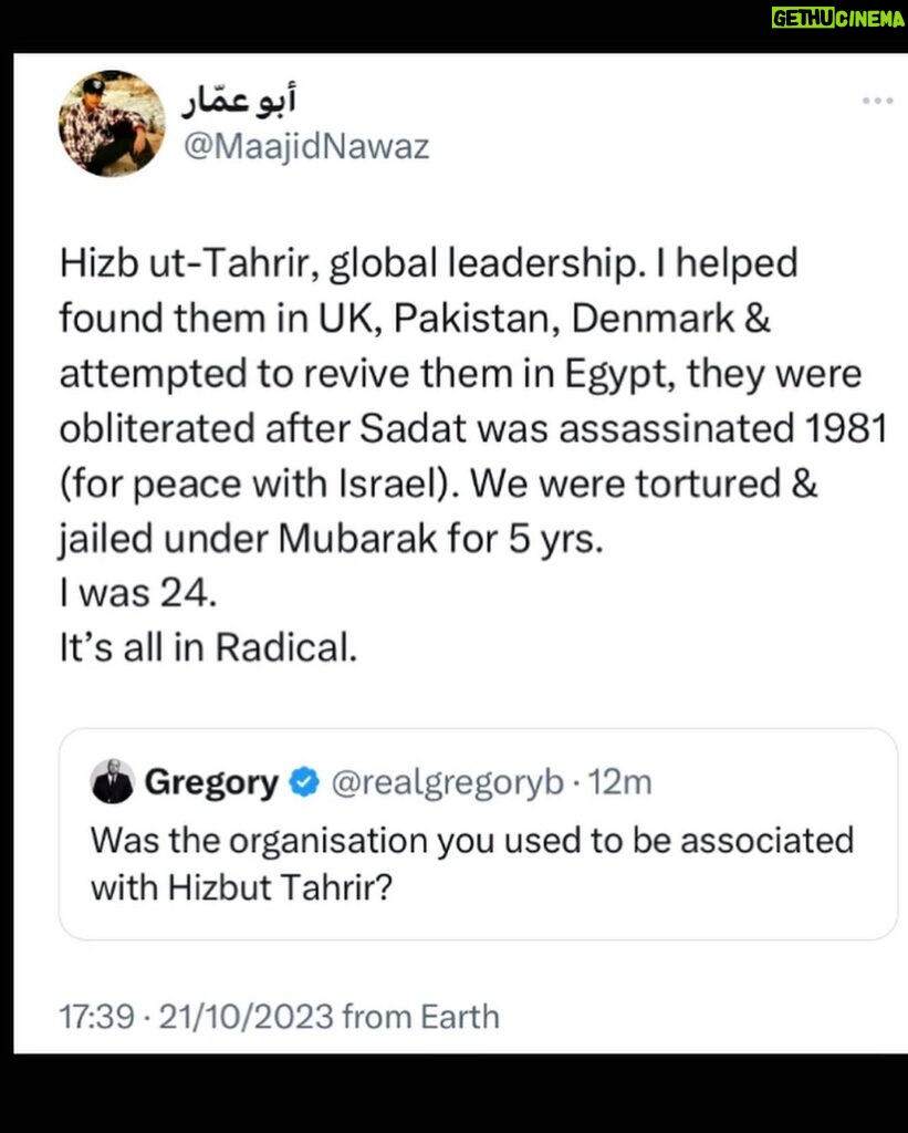 Maajid Nawaz Instagram - (Swipe left) It is censorious, practically counter-productive & politically ignorant for (understandably scared) Netanyahu-wing Zionists to be using the Gaza crisis protests today in London to try and further RESTRICT British speech rights. The @metpolice_uk are correct not to take the bait. HT (my former group) are an Islamist group. They have *never been* a terrorist organisation, and are not one today just because we disagree with them.