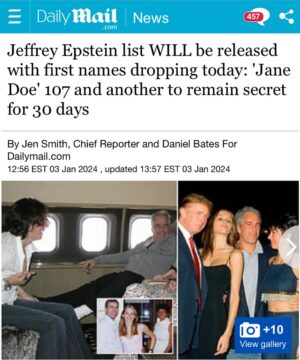 Maajid Nawaz Instagram - “A long-awaited list of 187 of Jeffrey Epstein’s friends and associates will be released with the first names dropping today, the court which holds the papers has confirmed.”

Radical Media:
“..this release would be the first acknowledgment of any names related to the Epstein case from official quarters. As such it is a step in the right direction. Radical Media is aware that the true Epstein client list is far more extensive than this planned ‘limited hangout’..

..what appears to be the case is that Trump was an Epstein insider who has somehow escaped the honey trap and has become the globalist’s most hated opponent. His lack of compliance appears to be why the Deep State is doing everything it can to destroy him and prevent his return..”

(See my Stories for links)
