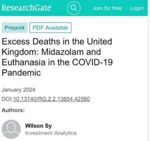 Maajid Nawaz Instagram - BREAKING: Pre-publication paper
EXCESS DEATHS CORRELATE WITH MIDAZOLAM
“UK spike in deaths, wrongly attributed to COVID..was due to the widespread use of MIDAZOLAM..statistically very highly correlated (coefficient over 90%) with excess deaths in..England” 
(See my stories for link to paper)
