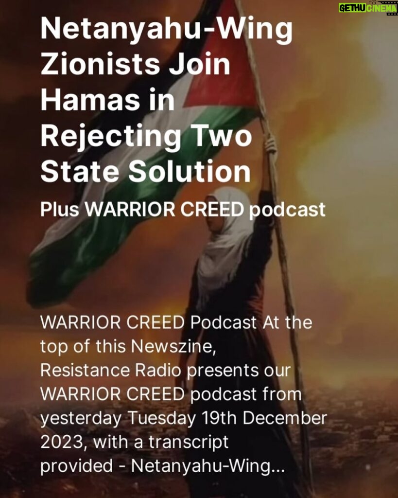 Maajid Nawaz Instagram - NEW Radical Dispatch: Netanyahu-Wing Zionists Join Hamas in Rejecting Two State Solution - Plus WARRIOR CREED podcast (See my Stories for link)