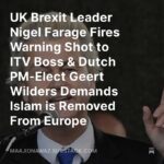 Maajid Nawaz Instagram – NEW Radical Dispatch:
UK Brexit Leader @nigel_farage Fires Warning Shot to ITV Boss 
& Dutch PM-Elect Geert Wilders Demands Islam is Removed From Europe

(See my Stories for free article link)