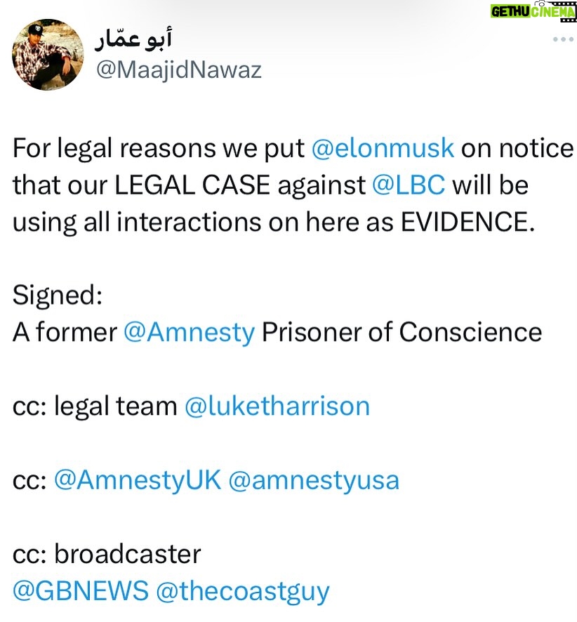 Maajid Nawaz Instagram - cc: @amnesty @amnestyuk @amnestyusa cc: broadcaster @neil_oliver_ @gbnews