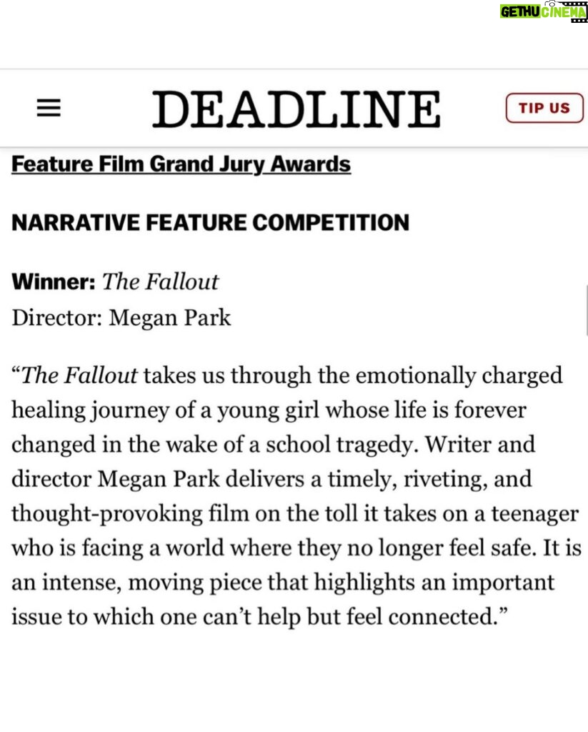 Maddie Ziegler Instagram - the fallout won the grand jury prize for best film at sxsw !!!!!! and @meganparkithere won the brightcove award for director on the rise !!!!! i’m so honored and proud to be apart of this film. 😭❤️thank you so much @sxsw