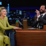 Madelyn Cline Instagram - A very happy drinksgiving spent with @fallontonight talking about how bad i am at cooking and of course Whiskey and Glass Onion 🧅🔪