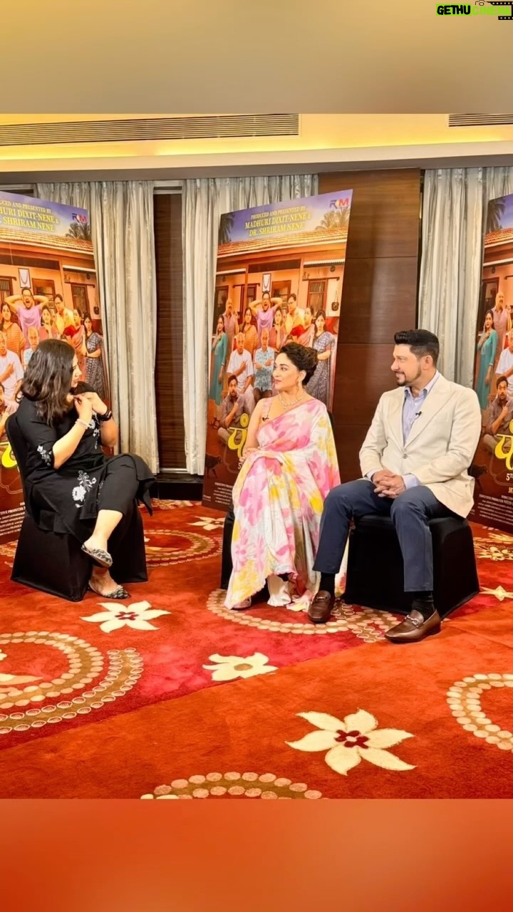 Madhuri Dixit Instagram - A thoughtful and productive day with conversations revolving around our upcoming movie #Panchak. A big thank you to all the reporters who made time to sit down for a quick chat with us🙏 (We spoke to so many of our journalist friends that after every interview we kept thinking, “आता कोणाचा नंबर?” 😂😅) We need everyone’s blessings for a successful debut of Panchak. Thx for all the love and support!♥️ PANCHAK, in cinemas from Jan 5th, 2024🎬🍿 @panchakthefilm @awaterahul @rnmmovingpictures #PanchakTheFilm #PanchakInCinemasOnJan5 #staytuned #producers #laughriot #6DaysToGo