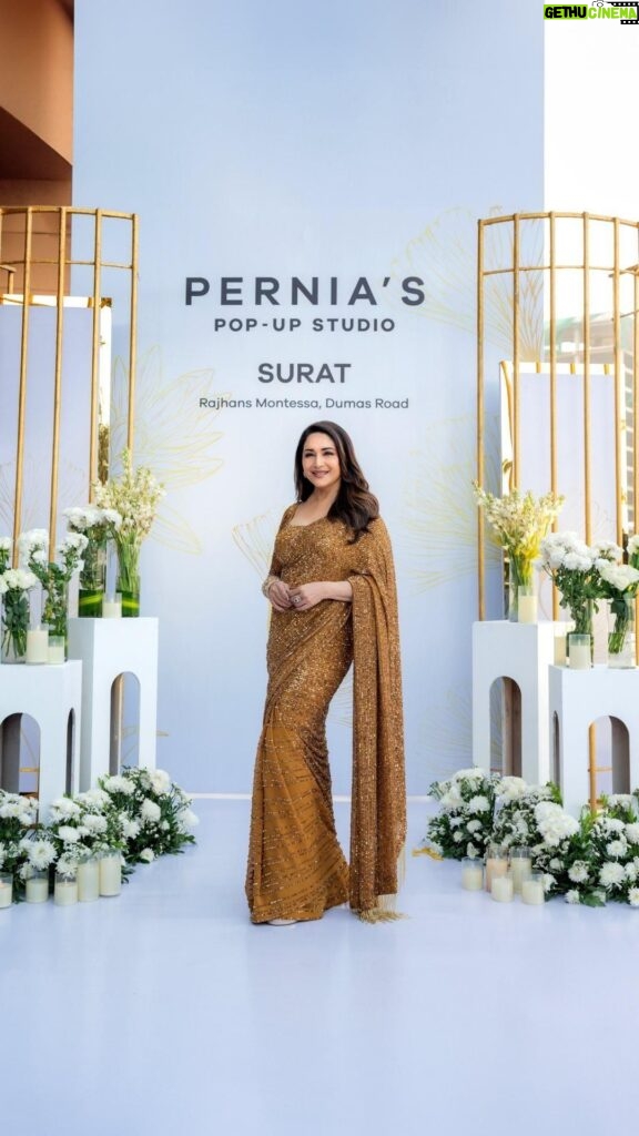 Madhuri Dixit Instagram - Relive the magic of our grand opening as we take you back to the sensational launch of Pernia’s Pop-Up Studio in Surat. Get an exclusive look at the successful event, graced by the ineffable beauty @madhuridixitnene. #MadhuriDixit #PerniasPopUpShop #PerniasPopUpStudio #StoreLaunch #Surat