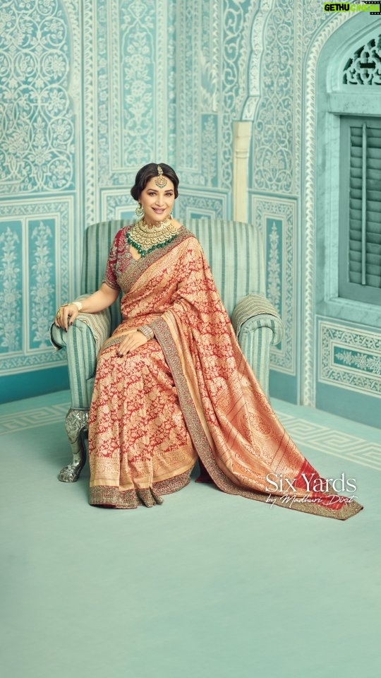 Madhuri Dixit Instagram - A celebration of the Bollywood megastar's enduring love for sarees, Six Yards by Madhuri puts heritage design and craftsmanship at the forefront. Synonymous with royal allure, Madhuri Dixit's timeless style is etched in the minds of generations of Bollywood enthusiasts. Highlighting the actress' regal fashion prowess, Six Yards by Madhuri exhibits an exquisite array of designer sarees that exemplify grace, grandeur and glam. Explore and shop the exclusive curation of spectacularly-crafted Sarees from leading Indian labels at www.perniaspopupshop.com/six-yards-by-madhuri-dixit . An Icon of Elegance. MADHURI DIXIT @madhuridixitnene for First Look @firstlook.magazine by Purple Style Labs, from the house of Pernia’s Pop-Up Shop @perniaspopupshop Photographer: Vaishnav Praveen @vaishnavpraveen Creative Director and Stylist: Nupur Mehta Puri @nupurmehta18 @n2root Videographer: Ratnakar Films and Photos @ratnakarphotography Assistant Stylists: Sanskriti Sharma @sanssgram , Neha Maggo @nehamaggo & Tanya Virdi @tanyavirdi Madhuri Dixit - Makeup Artist: Billy Manik @billymanik81 Madhuri Dixit - Hair Stylist: Sheetal Khan @sheetal_f_khan Models - Grisha Liliput (@grishaliliput), Naina Upadhyaya @naina_upadhyaya, Teesta Dalvi @_teestagram_ , Arya Bhat @bhatarya , Gaurav Jugal @gaurav_jugal Model Makeup Artist - Komal Gulati @makeupkomal Production: Niharika Singh @studiolittledumpling Location: Samode Hotels India @samode_hotels Team Pernia's Pop-Up Shop: Priya Majmudar @priyamajmudar , Revati Palshethkar @revatipalshetkar & Karan Singhania @karansinghania1411 Madhuri's Sarees: Jayanti Reddy ( @labeljayantireddy ), Ridhi Mehra ( @ridhimehraofficial ) & Osaa by Adarsh ( @osaabyadarsh ) On models: Seema Gujral ( @seemagujraldesign ), Anushree Reddy ( @anushreereddydesign ), Rohit Bal ( @rohitbalofficial ), Nitika Gujral ( @nitikagujralofficial ), Tamanna Punjabi Kapoor ( @tamannapunjabikapoor ), Bindani by Jigar and Nikita ( @bindaniofficial ) & Sahil Kochhar ( @sahilkochharofficial ) Jewellery: Aaloki by CH Jewellers ( @aaloki.ch ) . #perniaspopupshop #perniaspopupshopxjayantireddy #perniaspopupshopxosaabyadarsh #perniaspopupshopxridhimehra #sixyardsbymadhuridixit