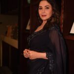 Madhuri Dixit Instagram - Midnight allure in shades of blue 🌙 #saturday #saturdayvibes #saree #sareelove #photoshoot #photooftheday