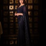 Madhuri Dixit Instagram - Midnight allure in shades of blue 🌙 #saturday #saturdayvibes #saree #sareelove #photoshoot #photooftheday